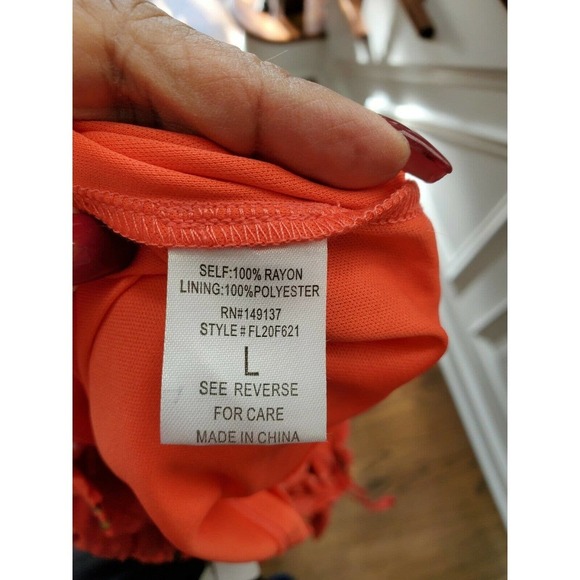 Favlux Women's Red 100% Rayon Ruffle Swiss Dot Floral Casual Romper Size Large - Picture 10 of 16